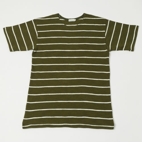 Warehouse & Co 4087 Duck Digger Stripe T-Shirt - Green/Off White