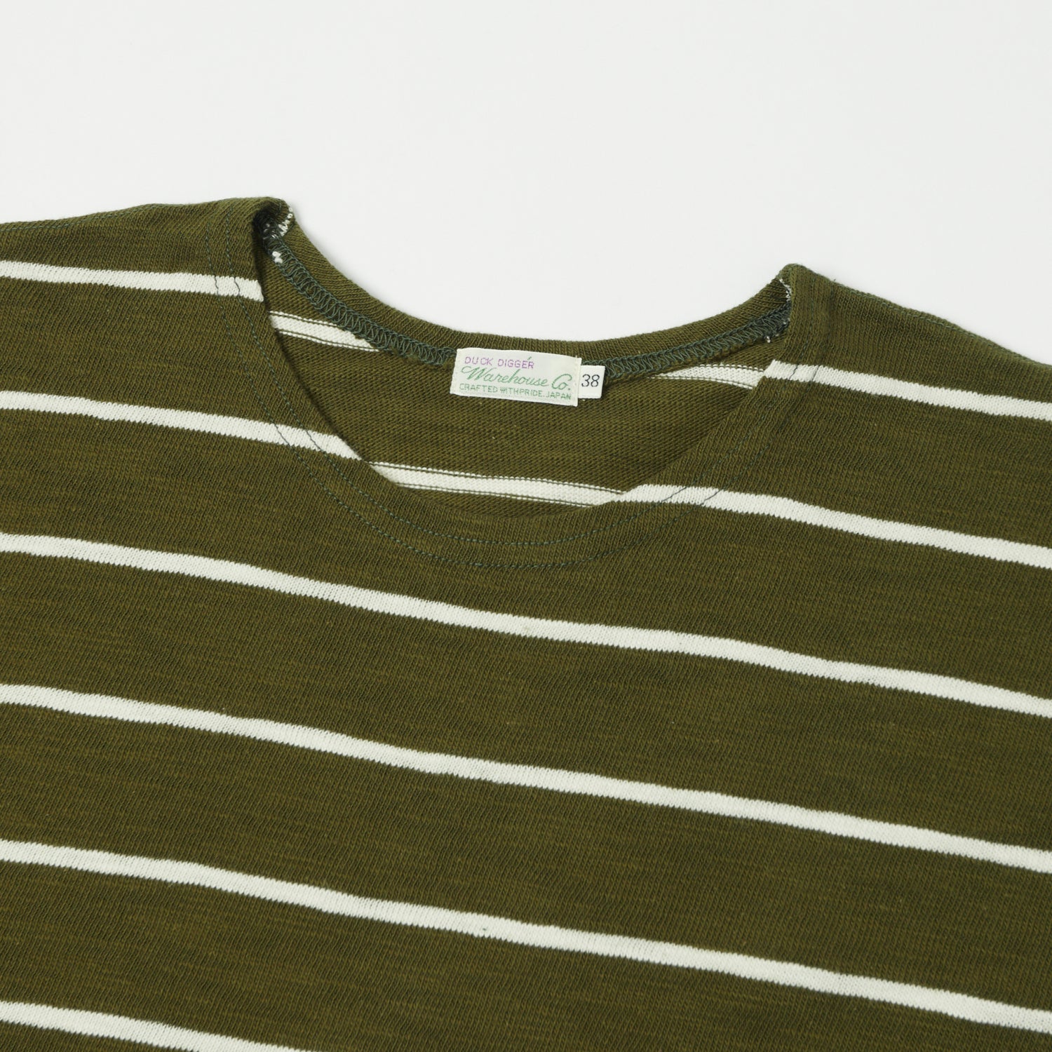 Warehouse & Co 4087 Duck Digger Stripe T-Shirt - Green/Off White
