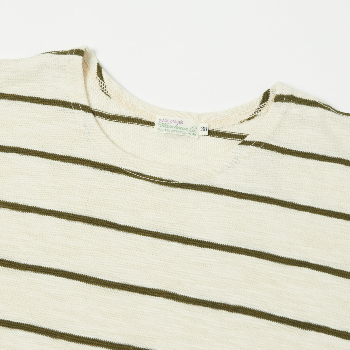 Warehouse & Co 4087 Duck Digger Stripe T-Shirt - Off White/Green