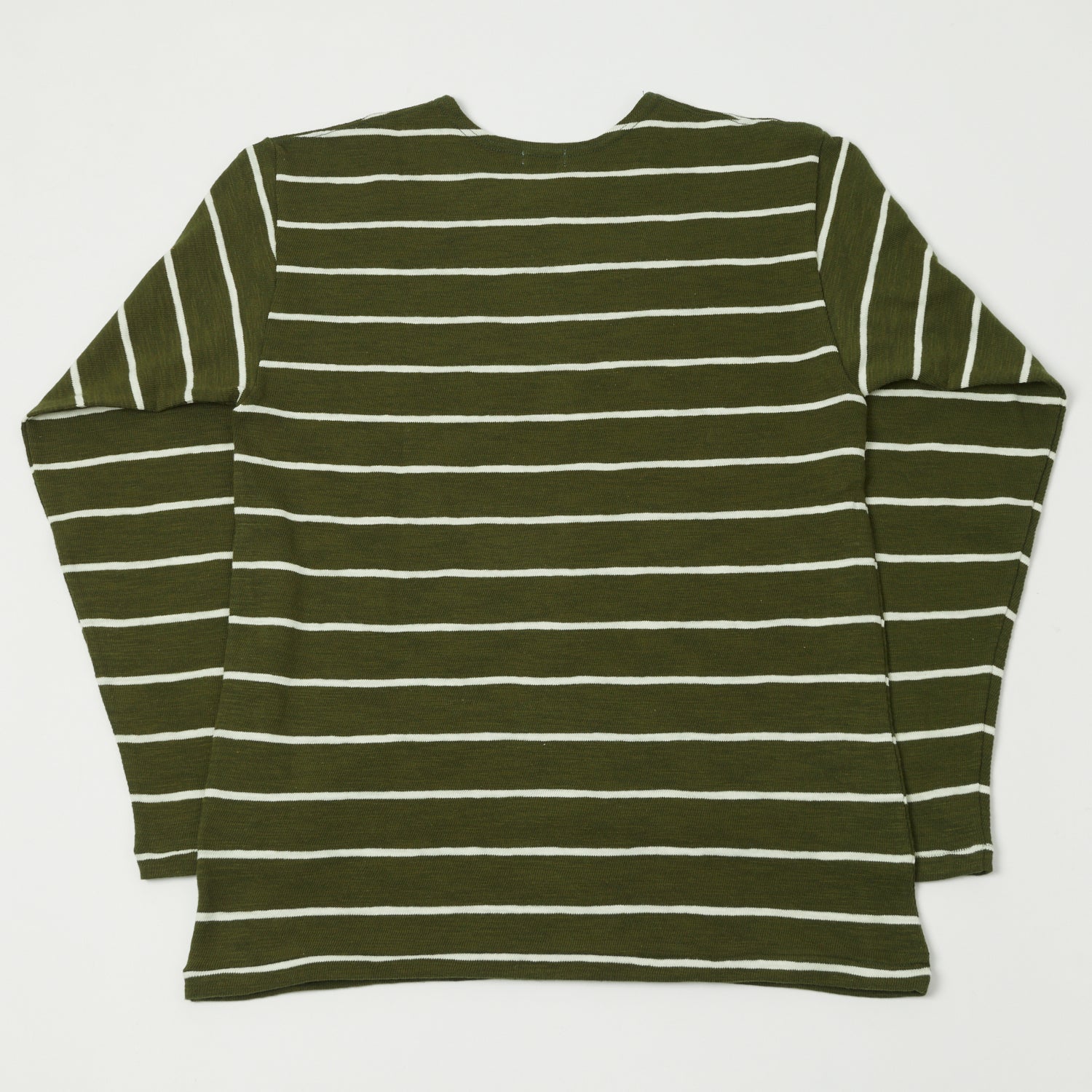 Warehouse & Co 4088 Duck Digger Long Sleeve Stripe T-Shirt - Green/Off White