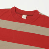 Warehouse 4089 S/S 3x2 Inch Border Tee - Red/Grey