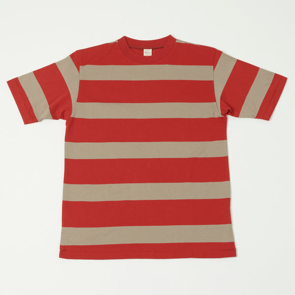 トップス BORDER COMPACT TEE /BRN RED WAREHOUSECO_4089BORDERTEE_REDG