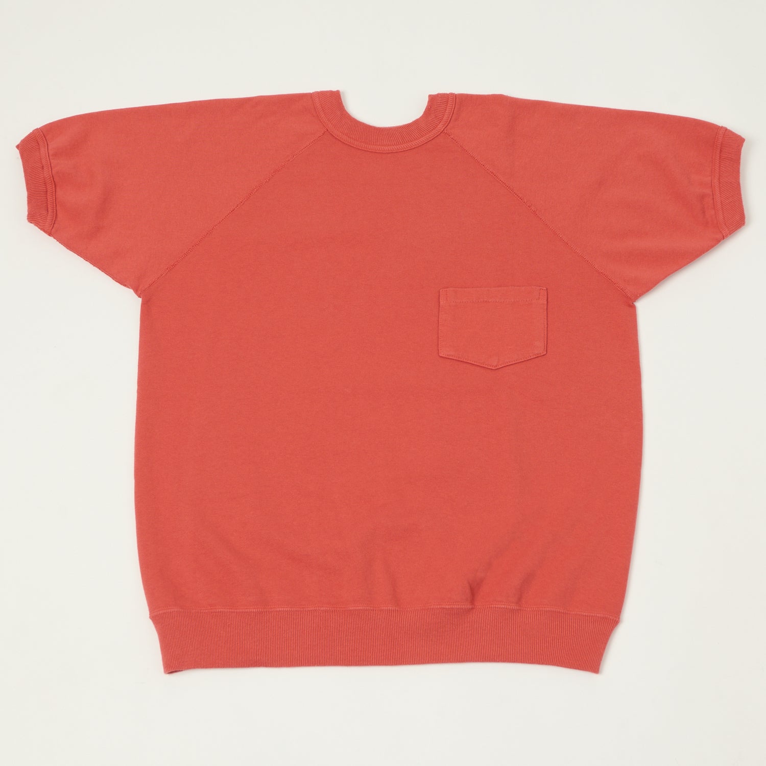 Warehouse & Co 4105 Short Sleeve Pocket Sweatshirt - Red