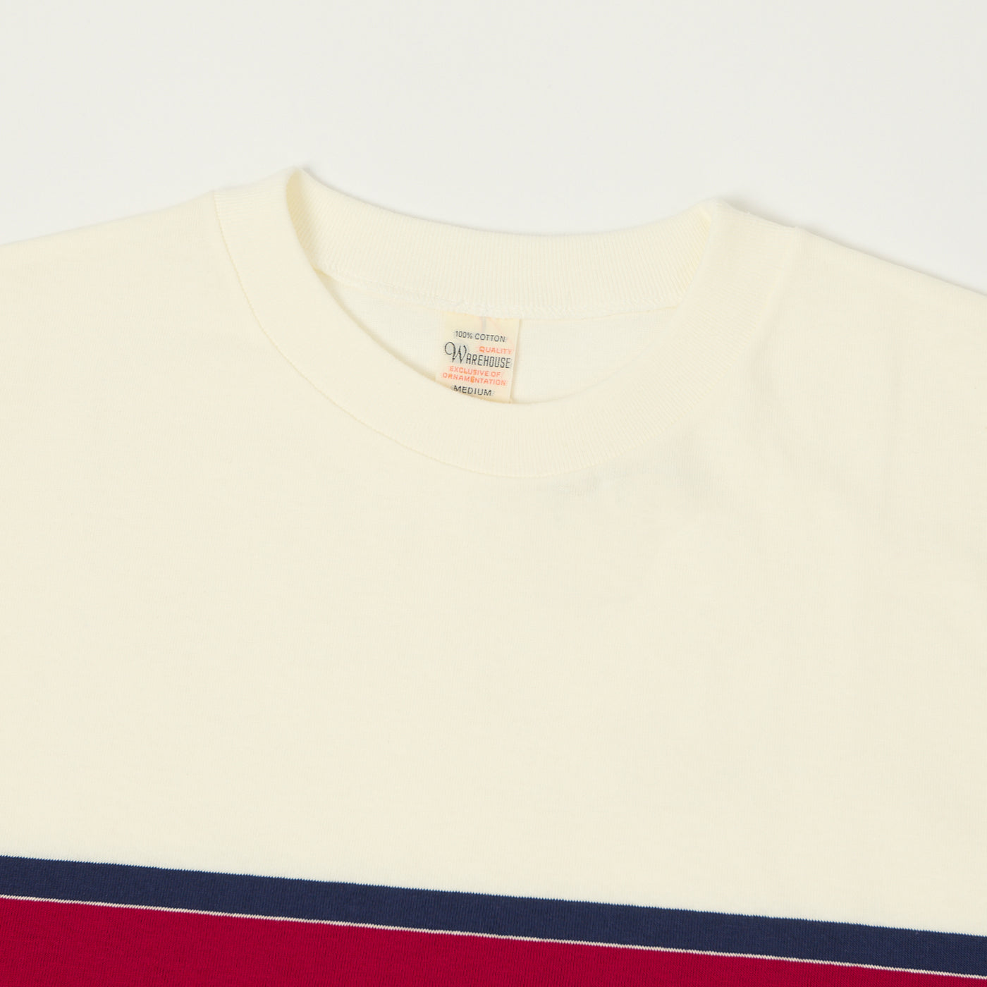 Warehouse & Co 4107 Panel Border T-Shirt - Off White/Navy