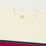 Warehouse & Co 4107 Panel Border T-Shirt - Off White/Navy/Red