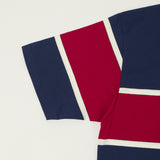 Warehouse & Co 4107 Panel Border T-Shirt - Navy/Off White/Red