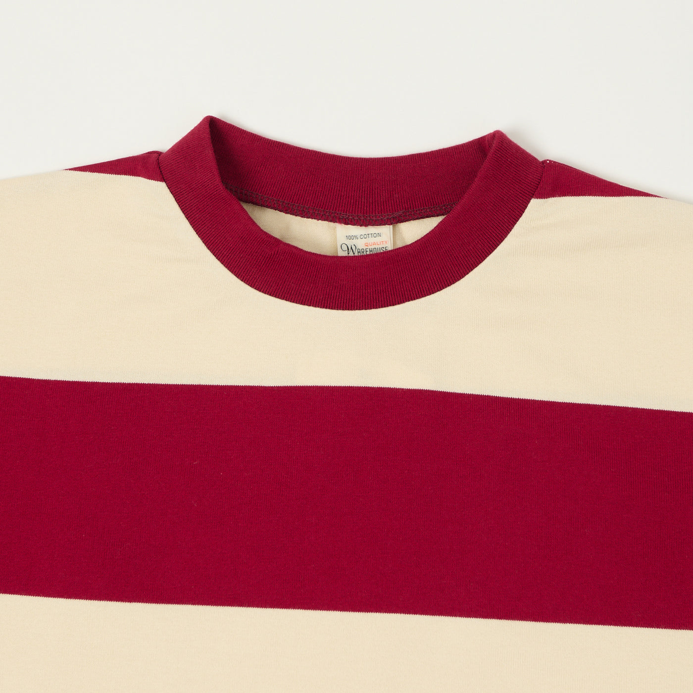 Warehouse & Co 4108 Border T-Shirt - Bordeaux/Natural