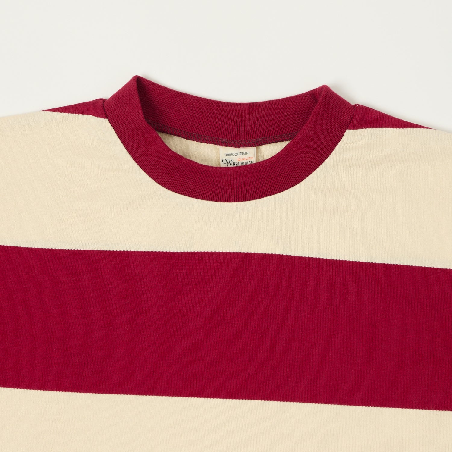 Warehouse & Co 4108 Border T-Shirt - Bordeaux/Natural