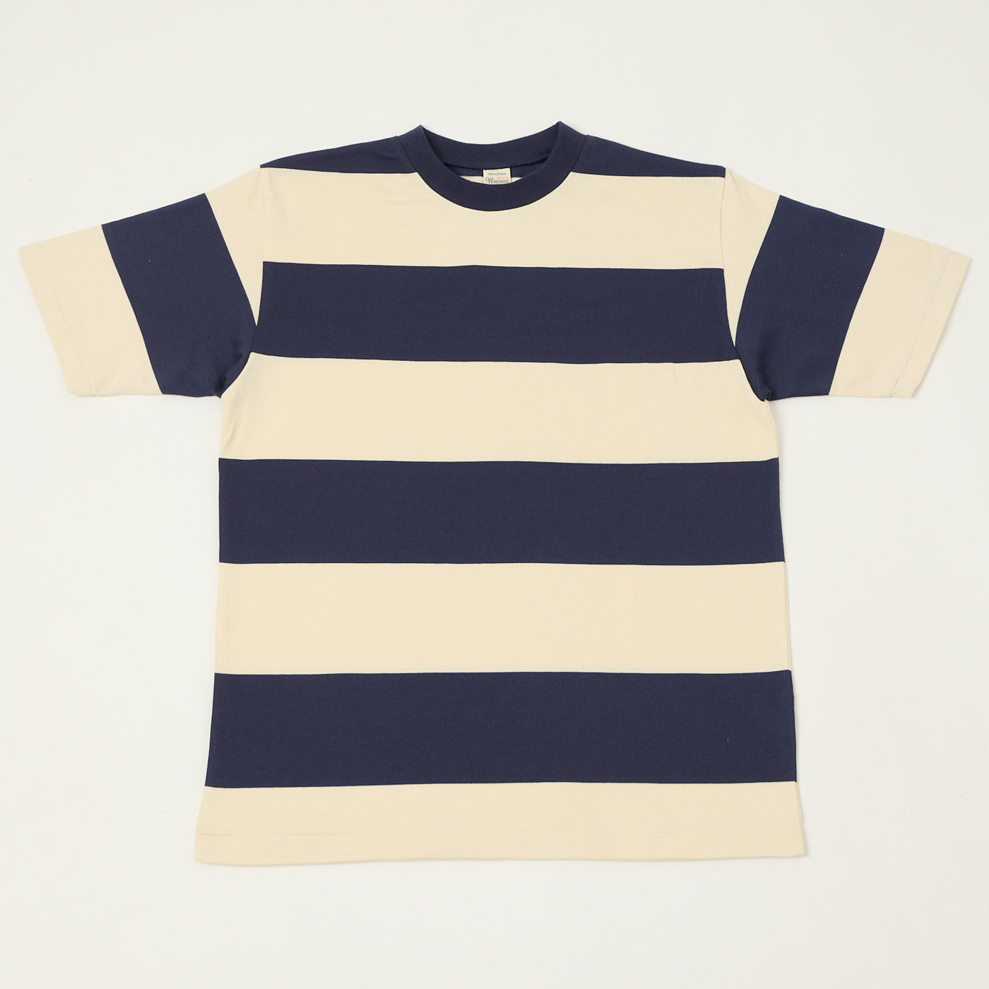 Warehouse & Co 4108 Border T-Shirt - Navy/Natural