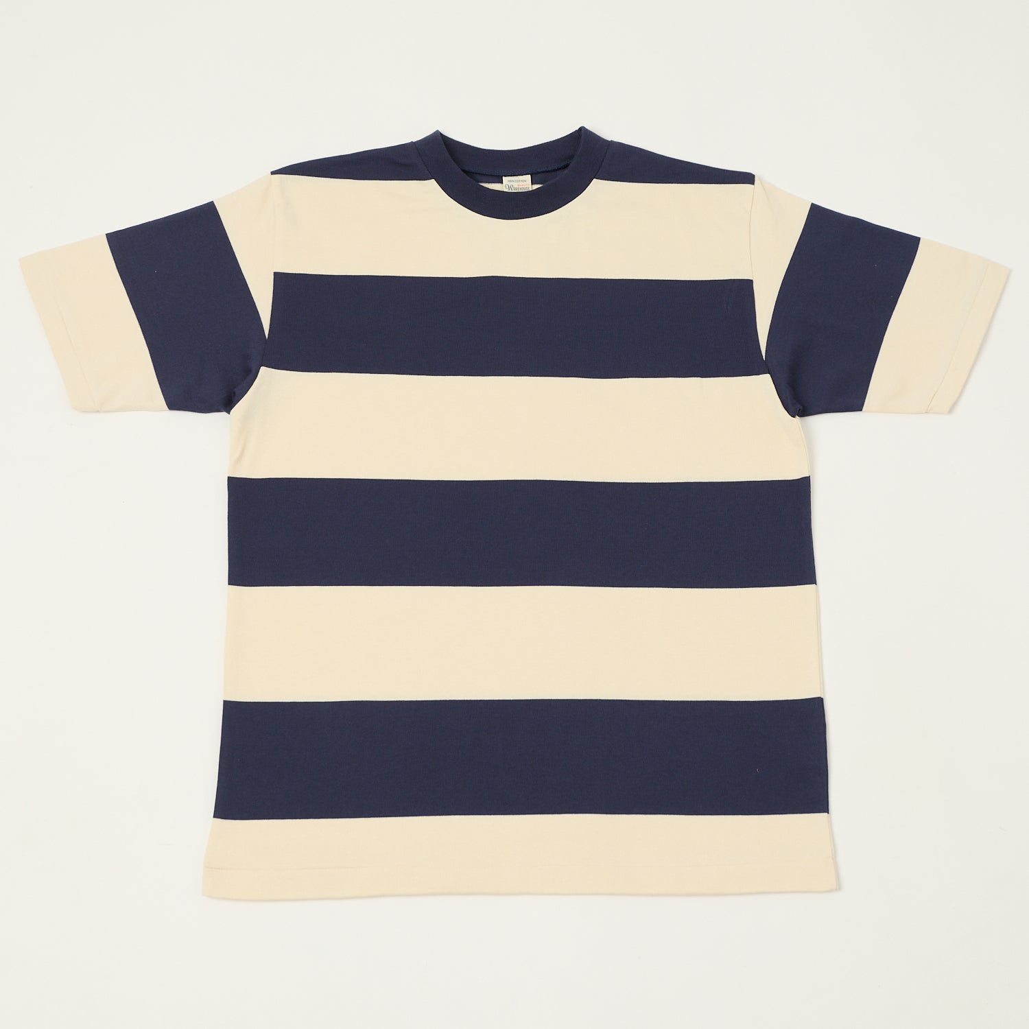 Warehouse & Co 4108 Border T-Shirt - Navy/Natural