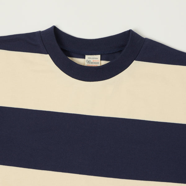 Warehouse & Co 4108 Border T-Shirt - Navy/Natural