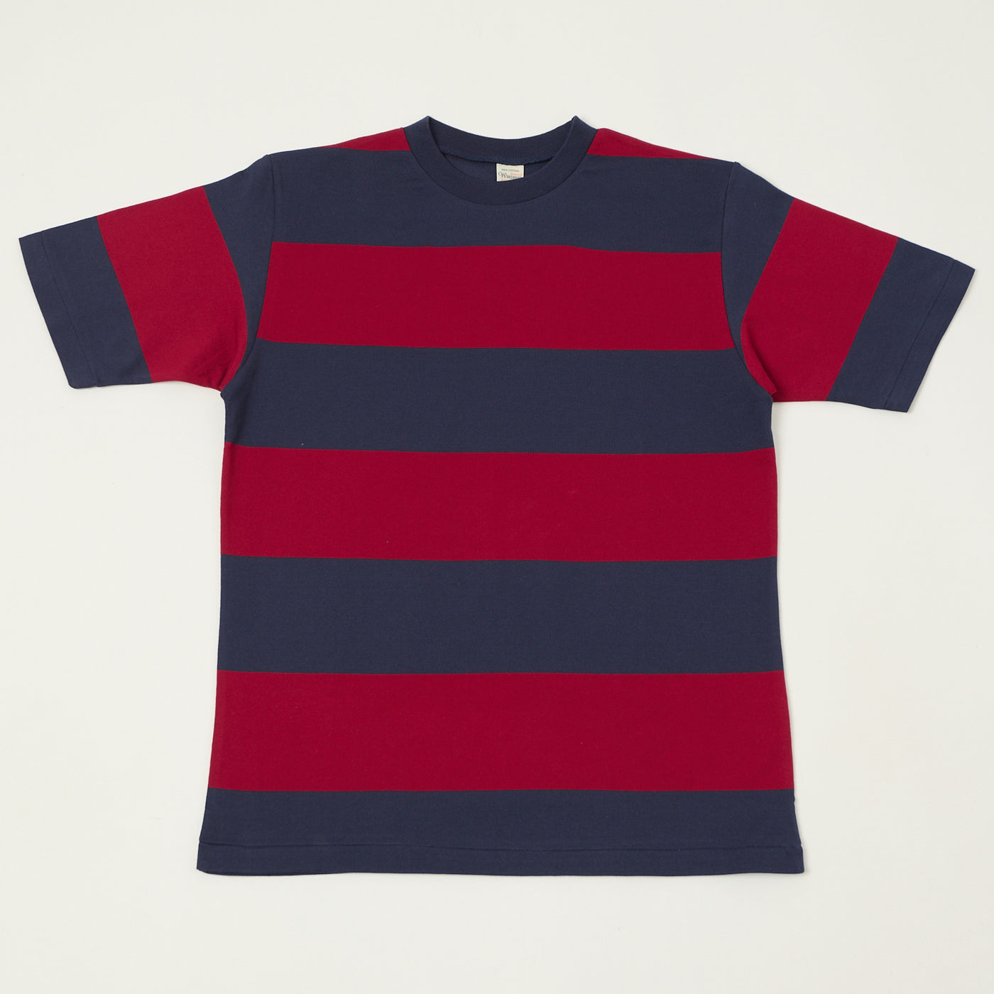 Warehouse & Co 4108 Border T-Shirt - Navy/Bordeaux