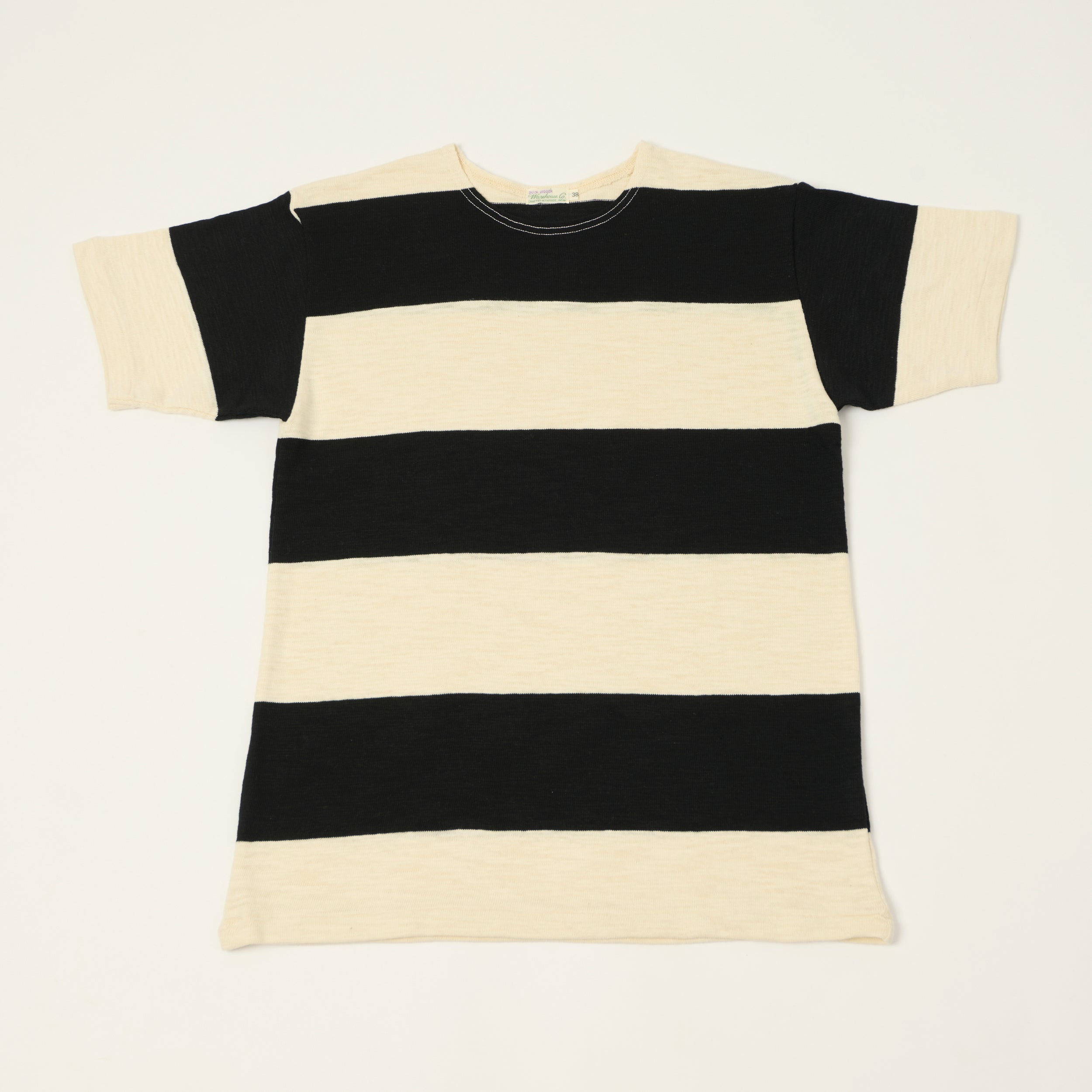 Warehouse & Co 4109 Duck Digger Slub Border T-Shirt - Black/Natural