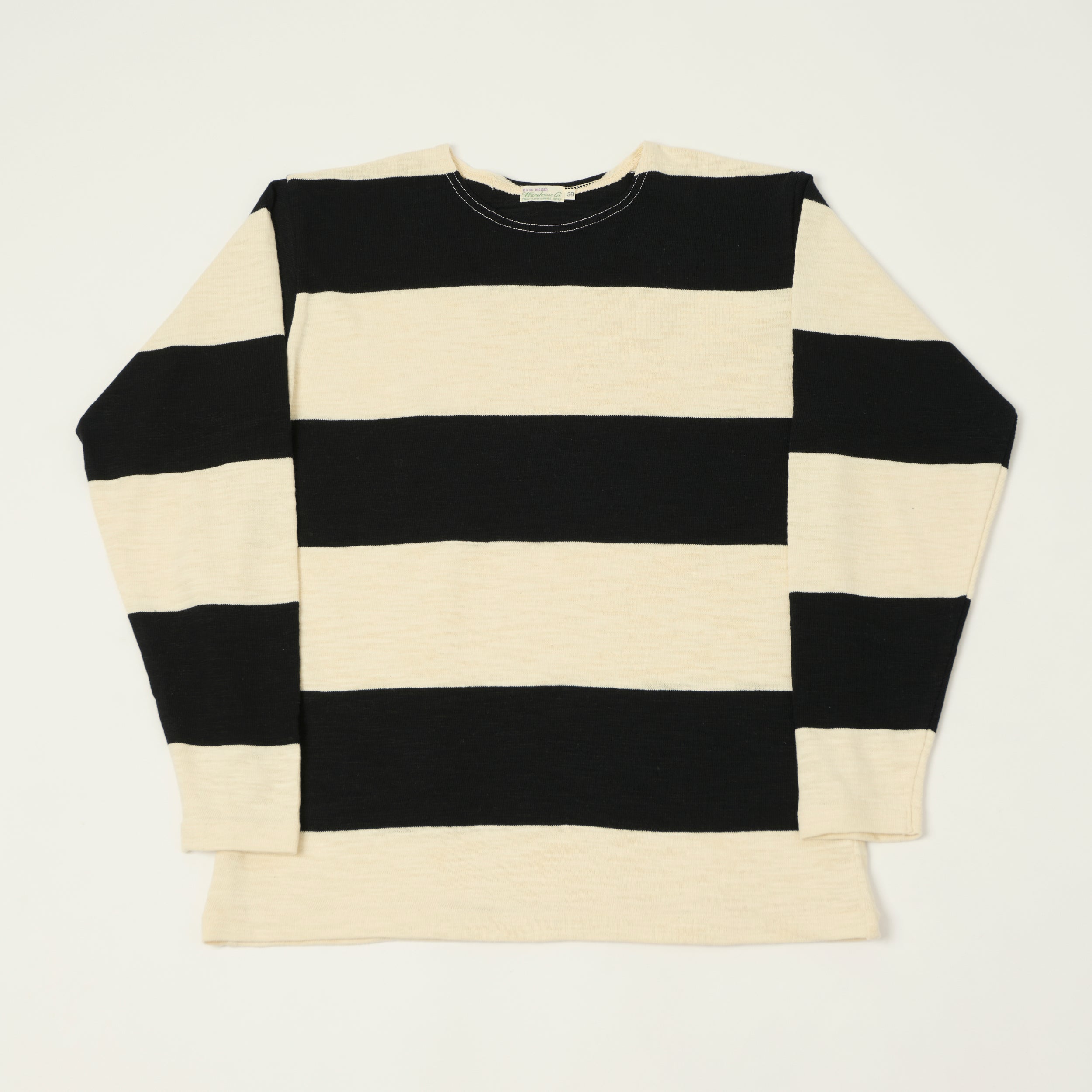 Warehouse & Co 4110 Duck Digger Long Sleeve Slub Border T-Shirt - Black/Natural