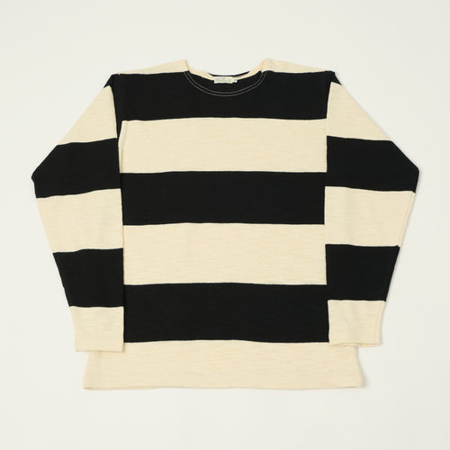 Warehouse & Co 4110 Duck Digger Long Sleeve Slub Border T-Shirt - Black/Natural