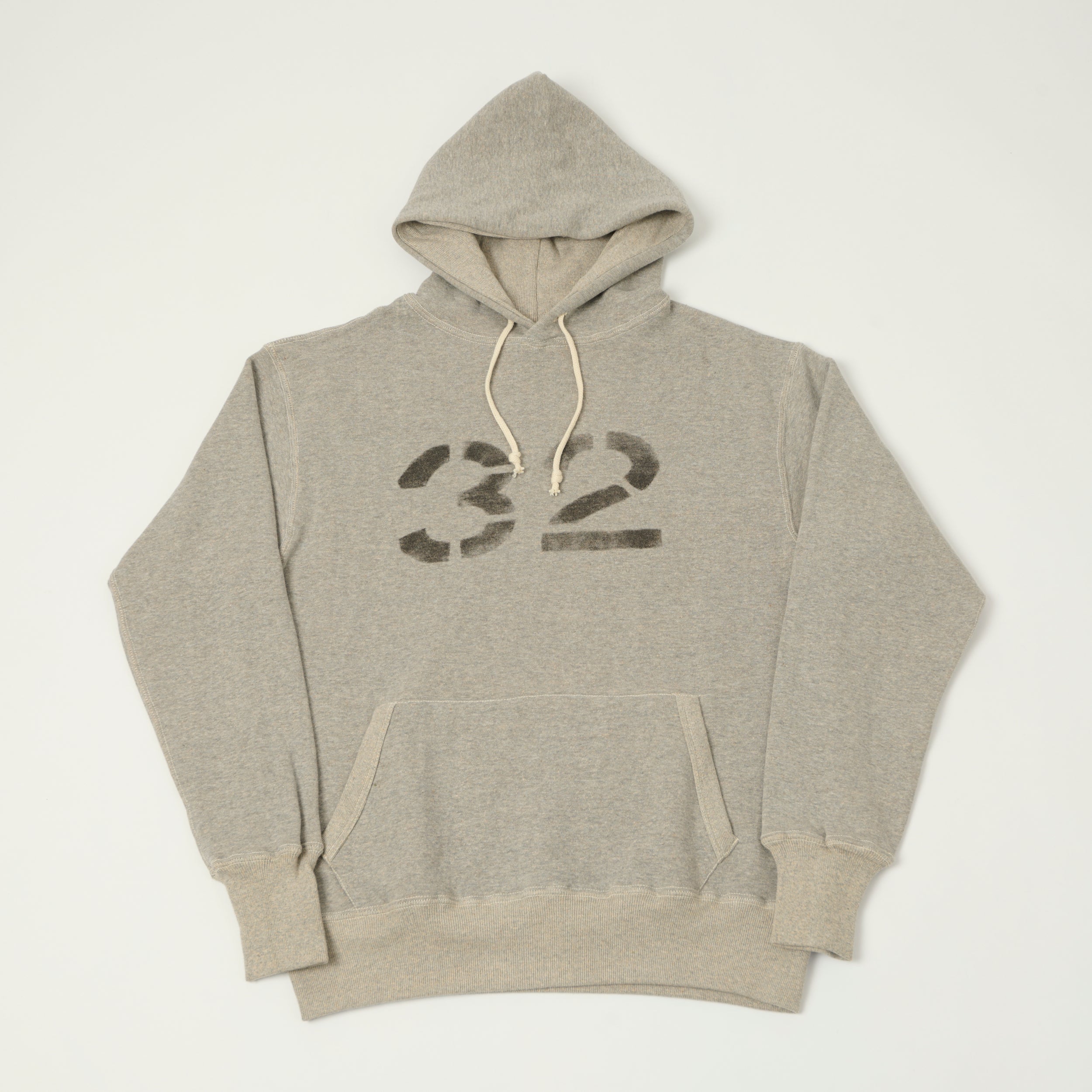 Warehouse & Co 450 'No 32' Two Needle Hooded Sweatshirt - Heather Grey
