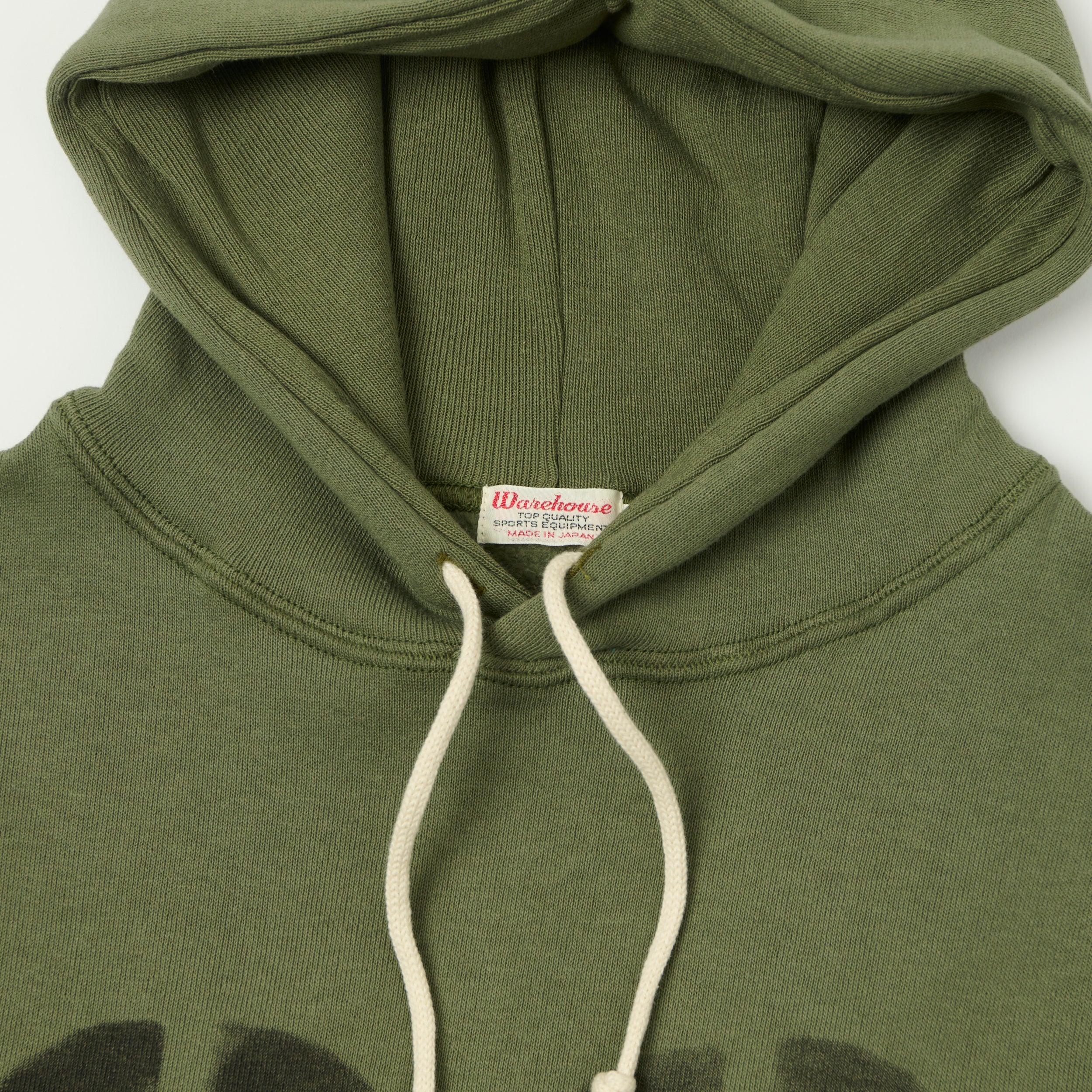 Warehouse & Co 450 'No 32' Two Needle Hooded Sweatshirt - OD Green