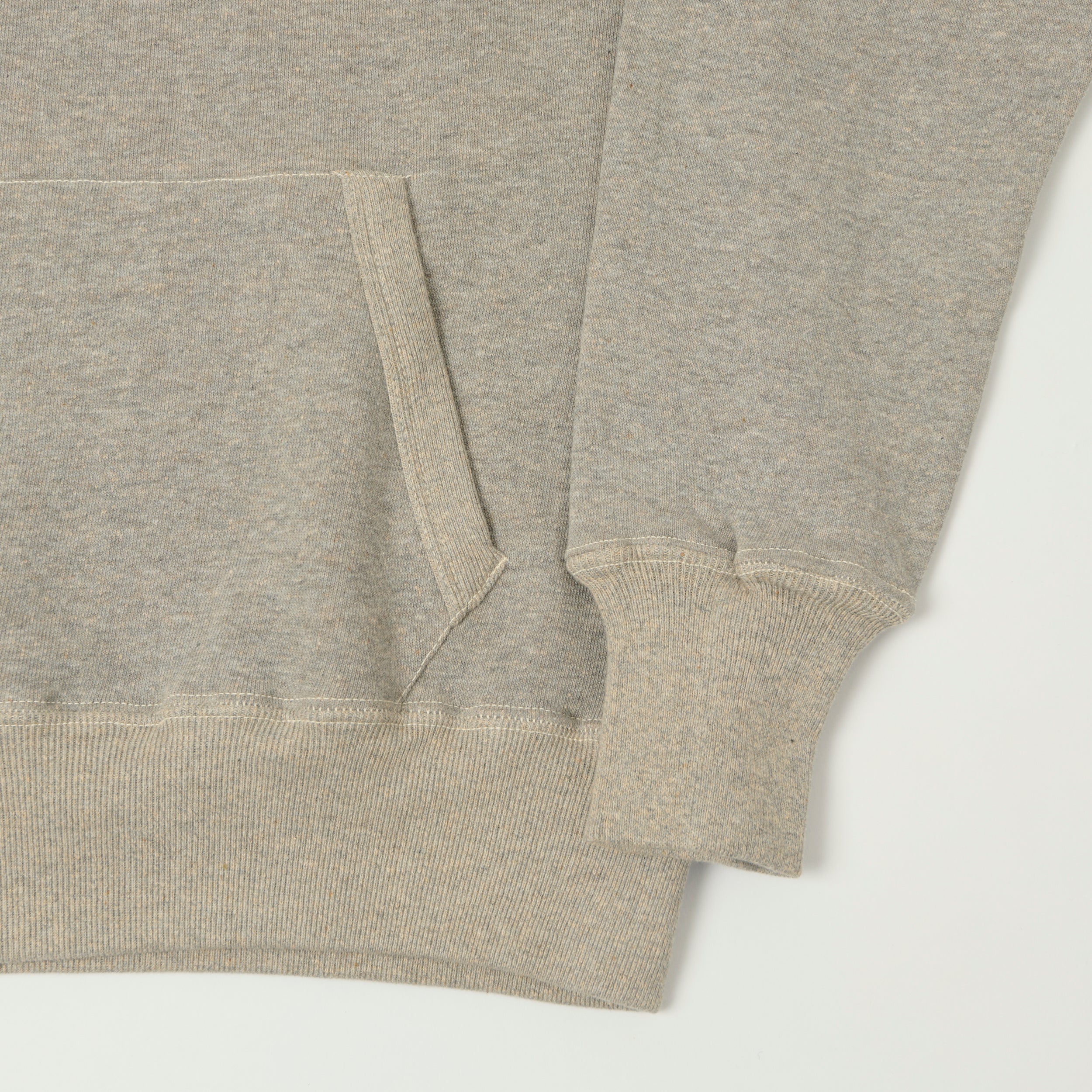 Warehouse & Co 450 'No 32' Two Needle Hooded Sweatshirt - Heather Grey
