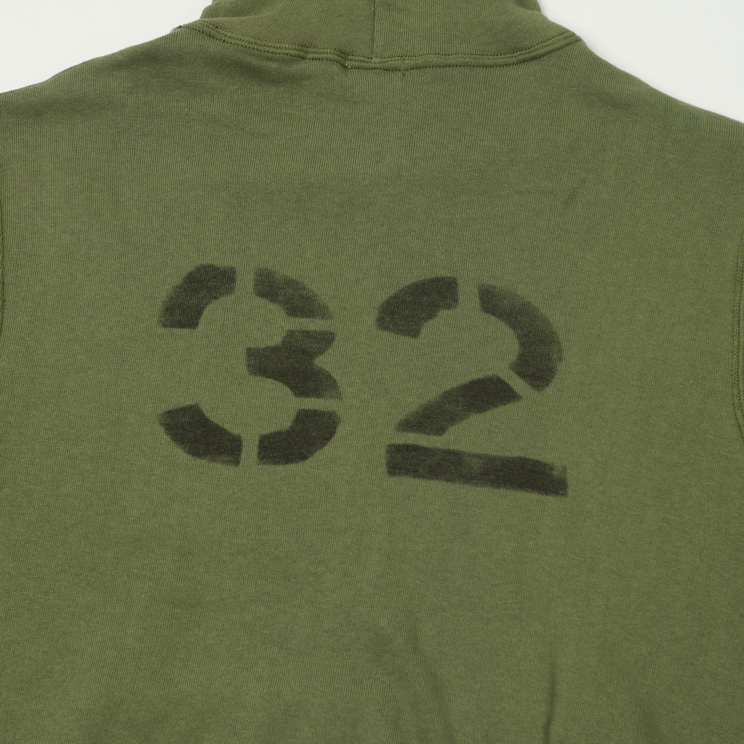 Warehouse & Co 450 'No 32' Two Needle Hooded Sweatshirt - OD Green