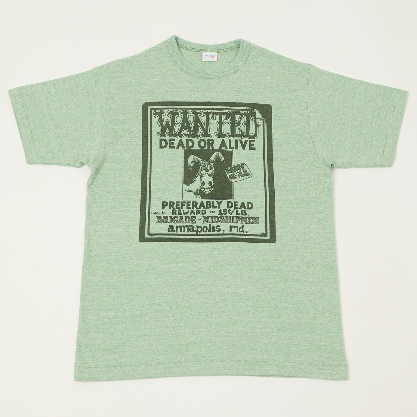 Warehouse & Co 4096 'Wanted' T-Shirt - Heather Green