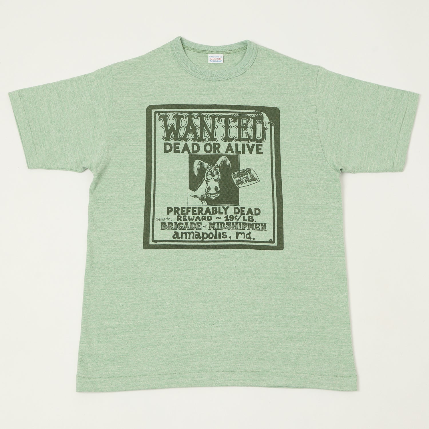 Warehouse & Co 4096 'Wanted' T-Shirt - Heather Green