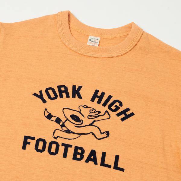 Warehouse 4601 'York High' Flock Print Tee - Orange