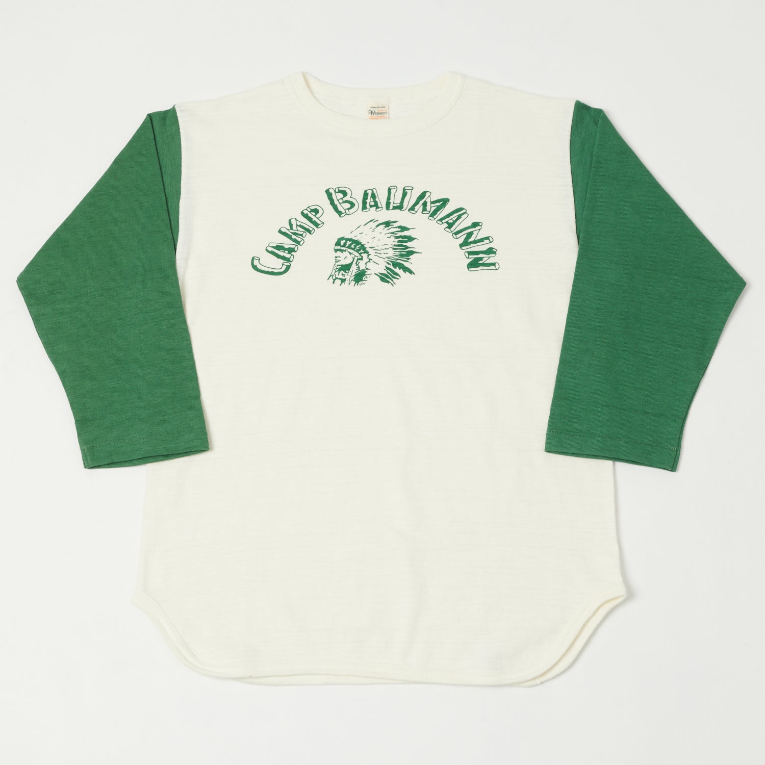 Warehouse & Co 4800 'Camp Baumann' Baseball T-Shirt - Cream/Green