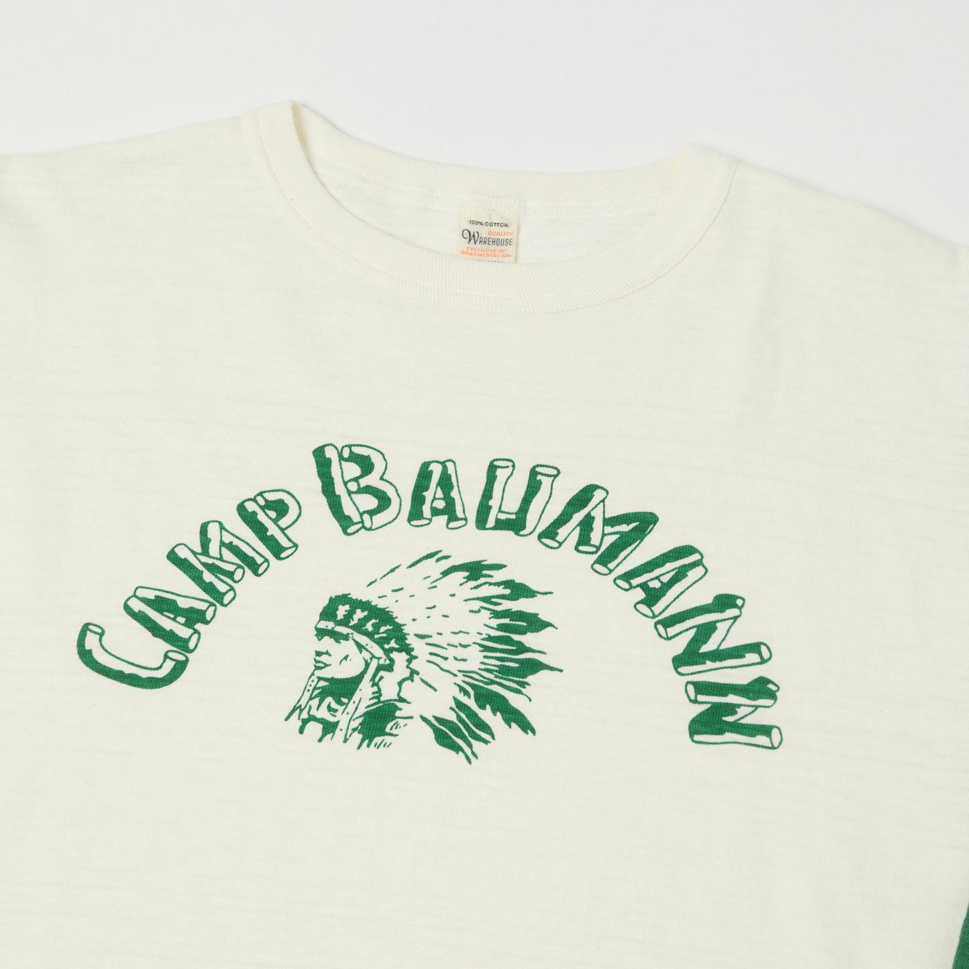 Warehouse & Co 4800 'Camp Baumann' Baseball T-Shirt - Cream/Green