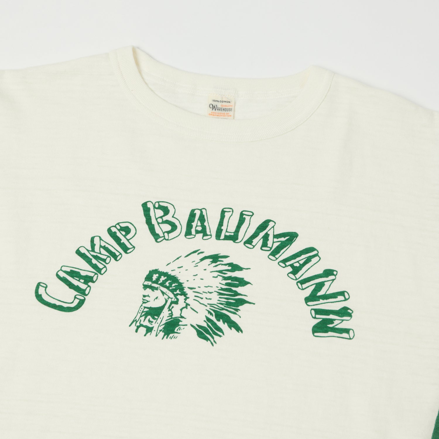 Warehouse & Co 4800 'Camp Baumann' Baseball T-Shirt - Cream/Green