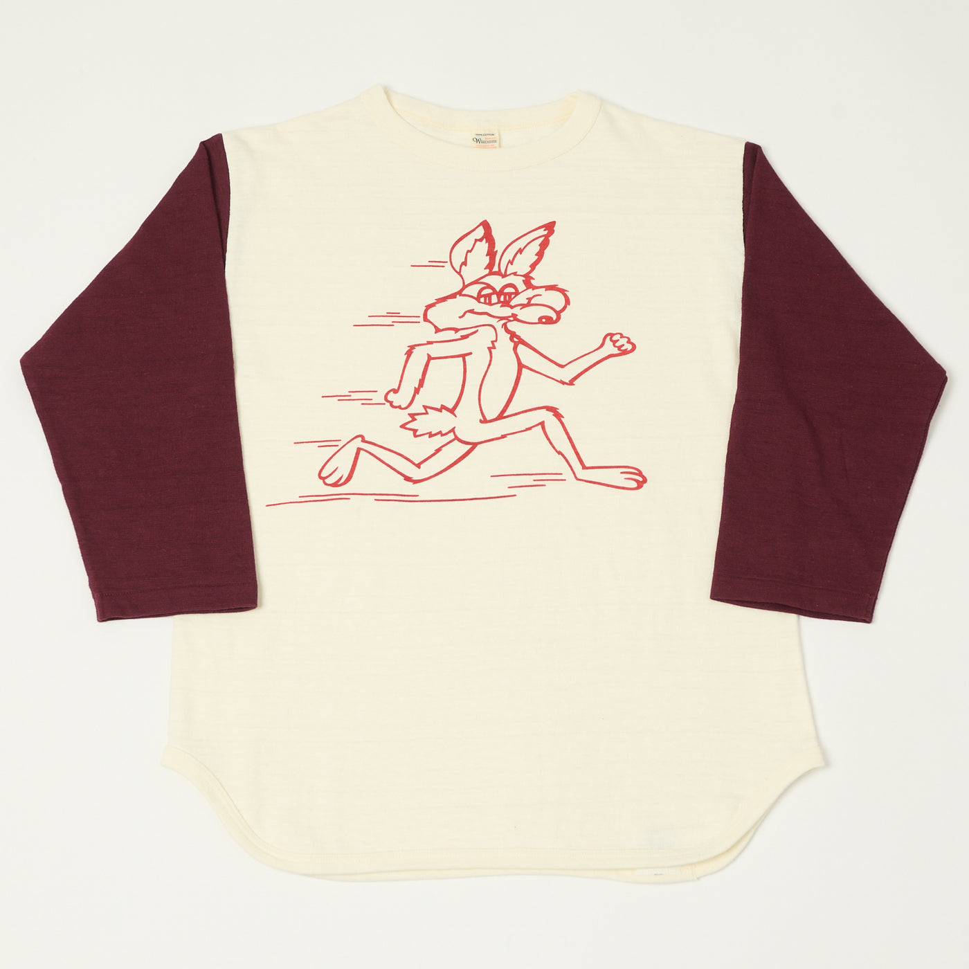 Warehouse & Co 4800 'Coyote' Baseball T-Shirt - Cream/Bordeaux