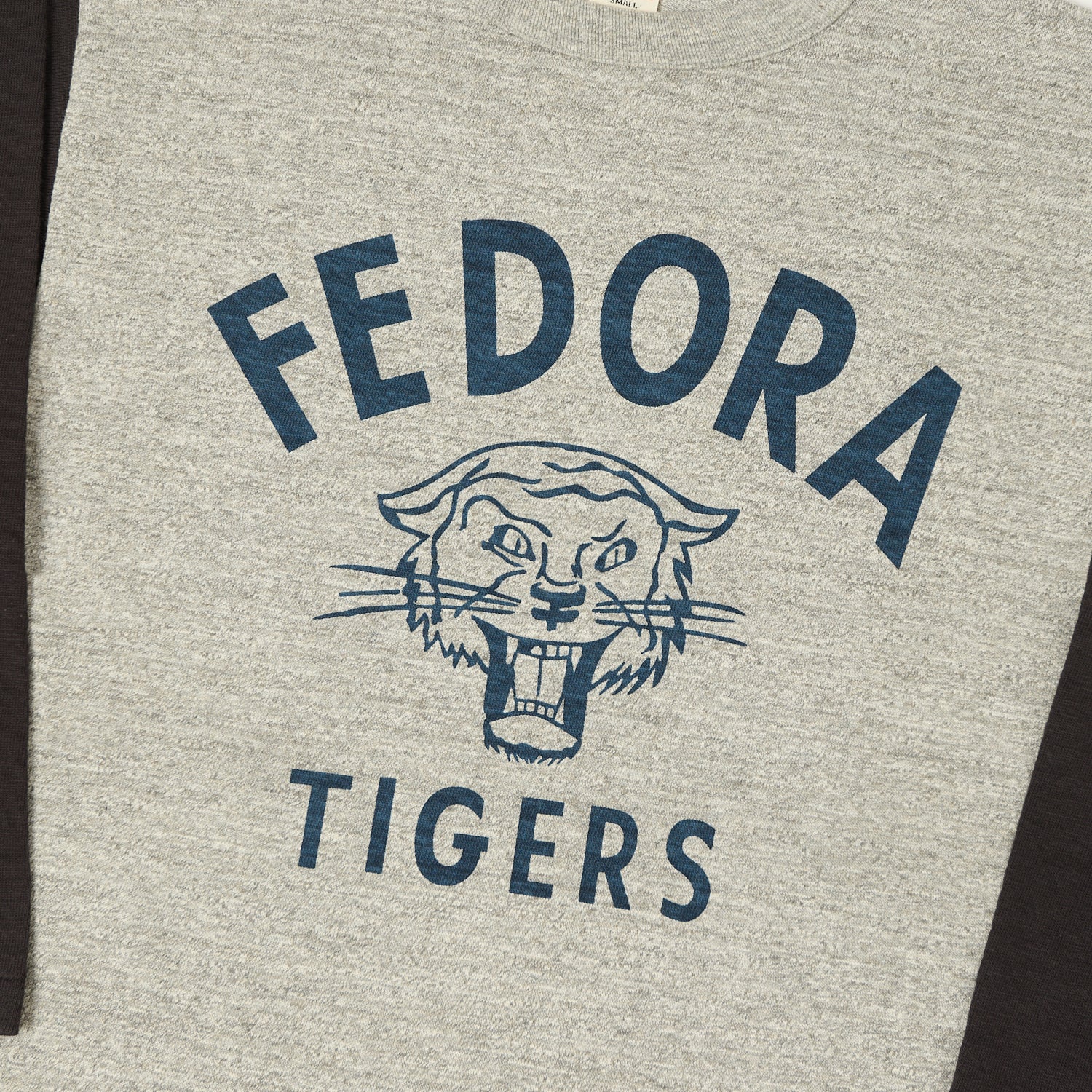 Warehouse & Co 4800 'Fedora Tigers'  Baseball T-Shirt - Heather Grey/Black