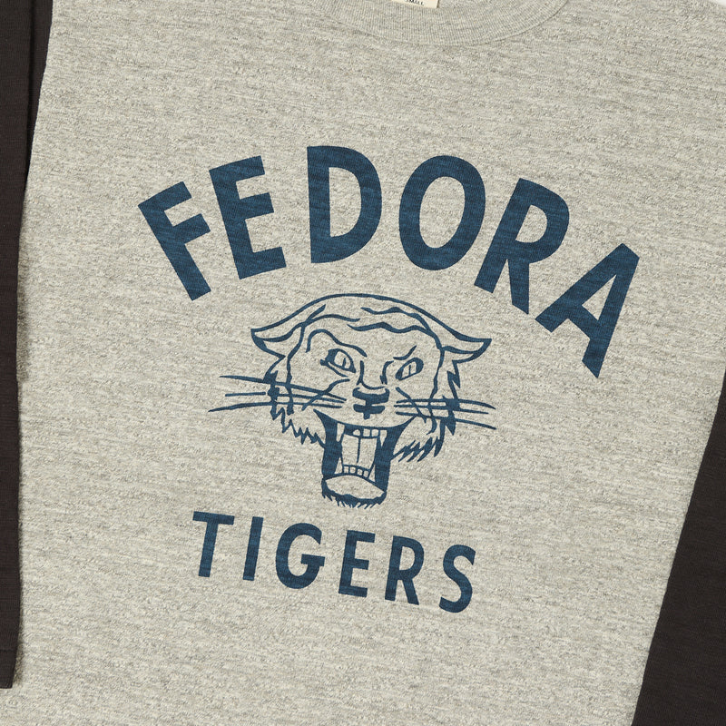 Warehouse & Co 4800 'Fedora Tigers'  Baseball Tee - Heather Grey/Black