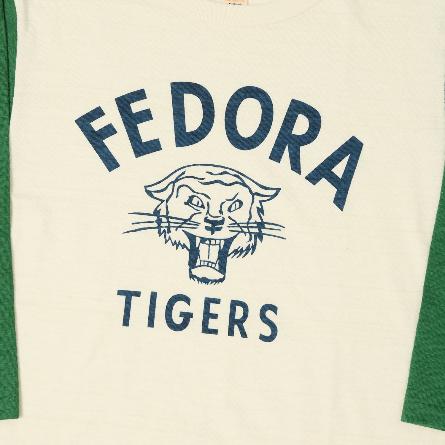 Warehouse & Co 4800 'Fedora Tigers' Baseball T-Shirt - Cream/Light Green