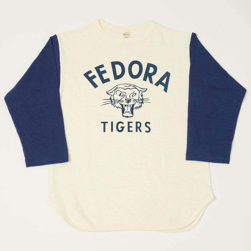 Warehouse & Co 4800 'Fedora Tigers'  Baseball Tee - Cream/Navy
