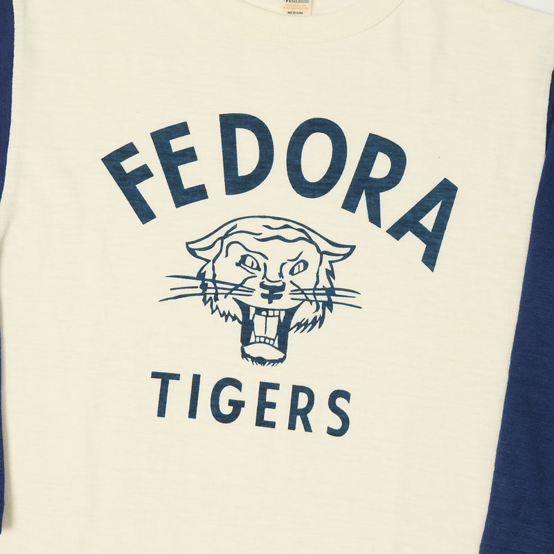 Warehouse & Co 4800 'Fedora Tigers'  Baseball Tee - Cream/Navy