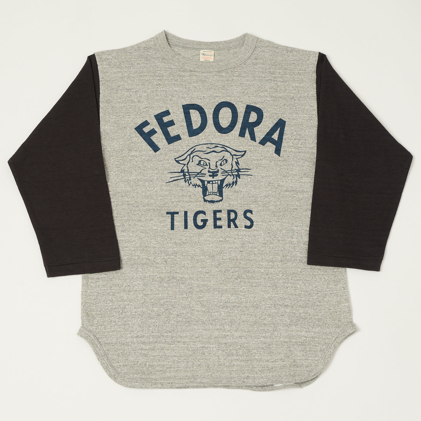 Warehouse & Co 4800 'Fedora Tigers'  Baseball T-Shirt - Heather Grey/Black