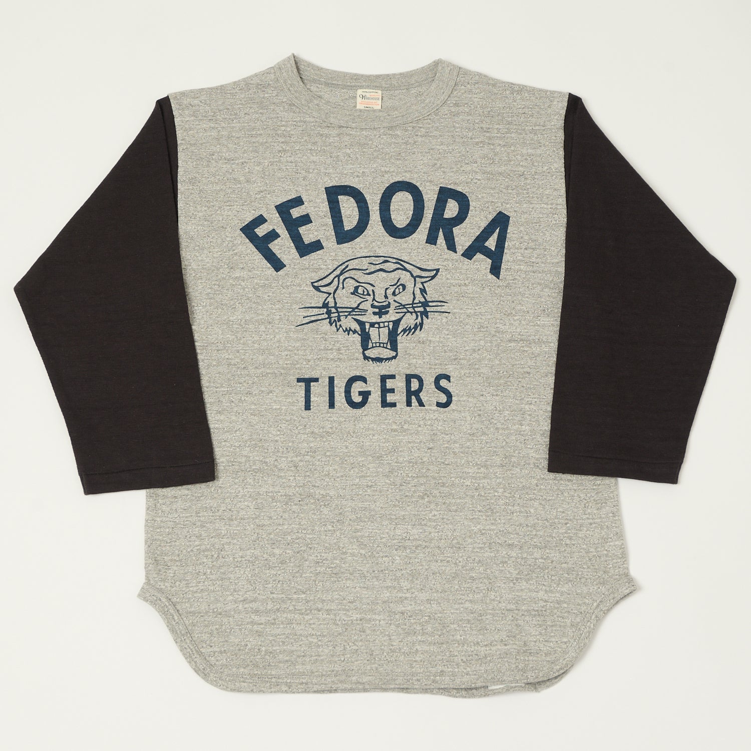 Warehouse & Co 4800 'Fedora Tigers'  Baseball T-Shirt - Heather Grey/Black