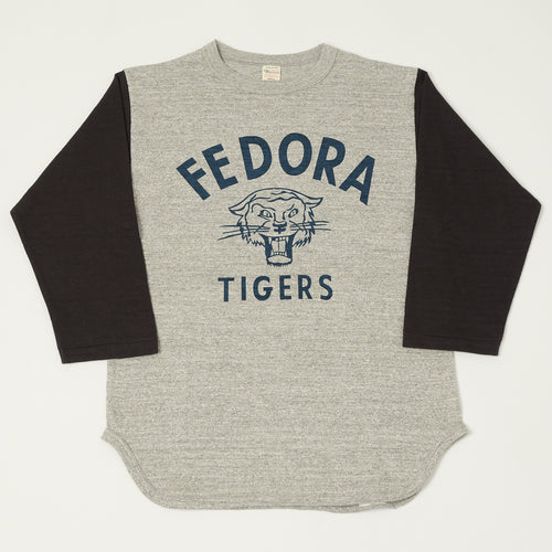 Warehouse & Co 4800 'Fedora Tigers'  Baseball T-Shirt - Heather Grey/Black