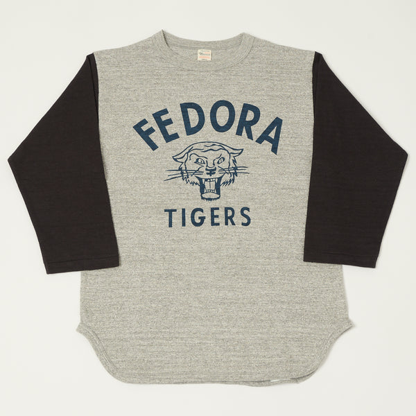 Warehouse & Co 4800 'Fedora Tigers'  Baseball Tee - Heather Grey/Black