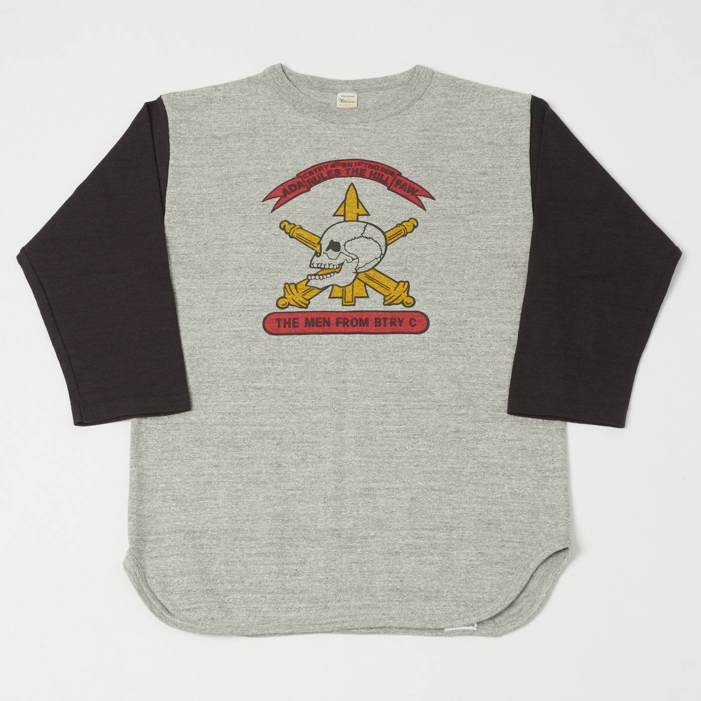 Warehouse & Co 4800 'Men From BTRY C' Baseball T-Shirt - Heather Grey/Sumikuro