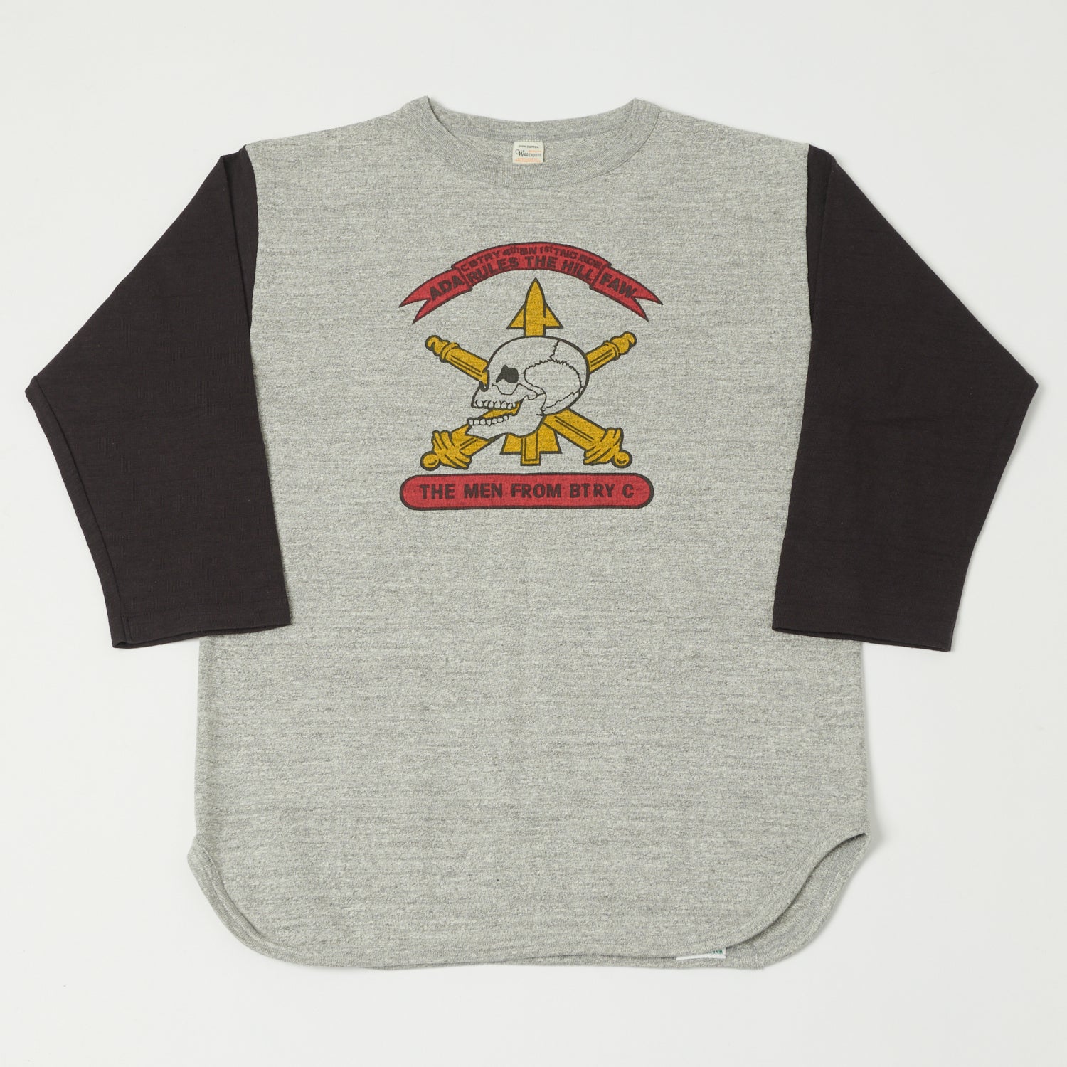 Warehouse & Co 4800 'Men From BTRY C' Baseball T-Shirt - Heather Grey/Sumikuro