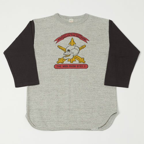 Warehouse & Co 4800 'Men From BTRY C' Baseball T-Shirt - Heather Grey/Sumikuro