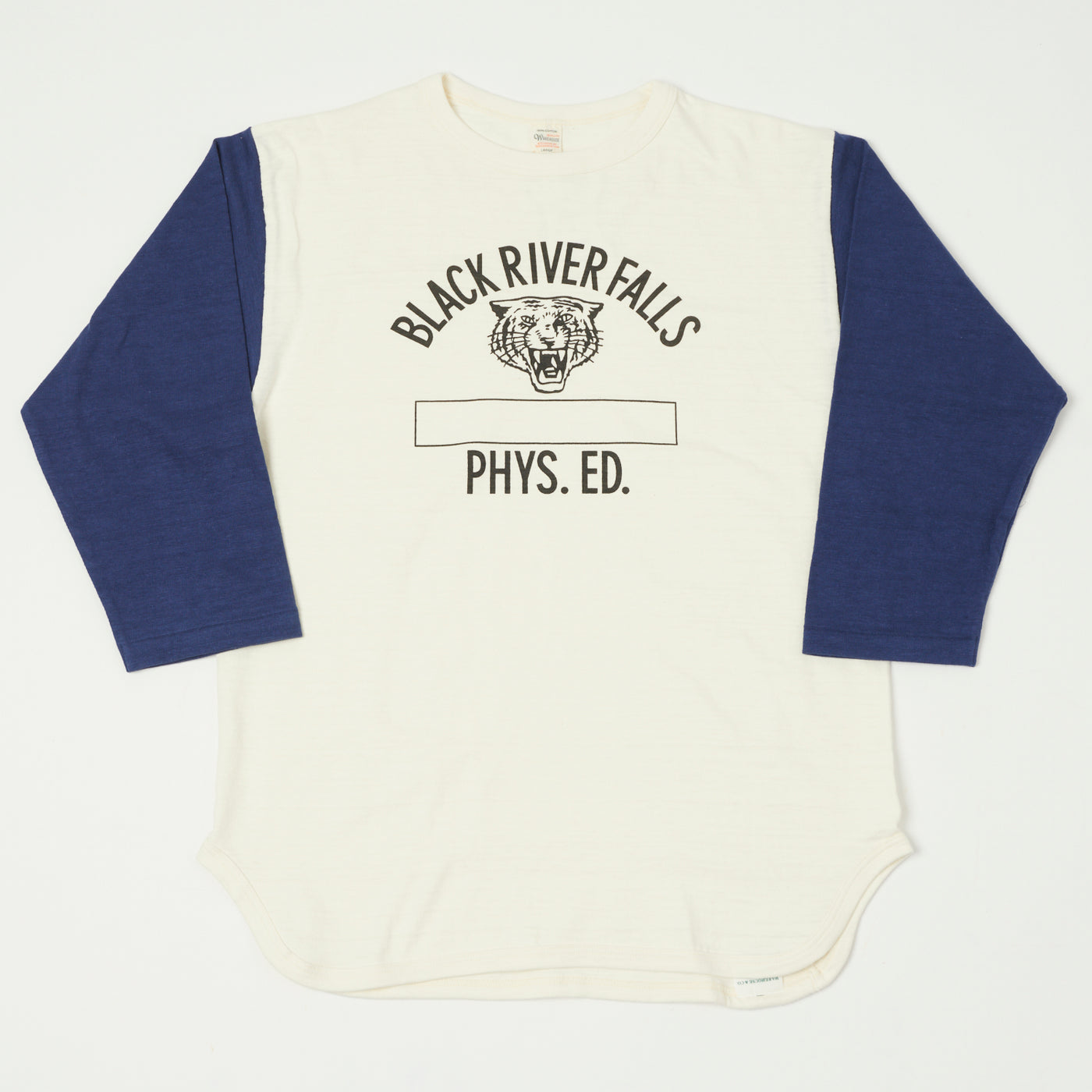Warehouse & Co 'Black River Tigers' 4800 Baseball T-Shirt - Cream/Navy