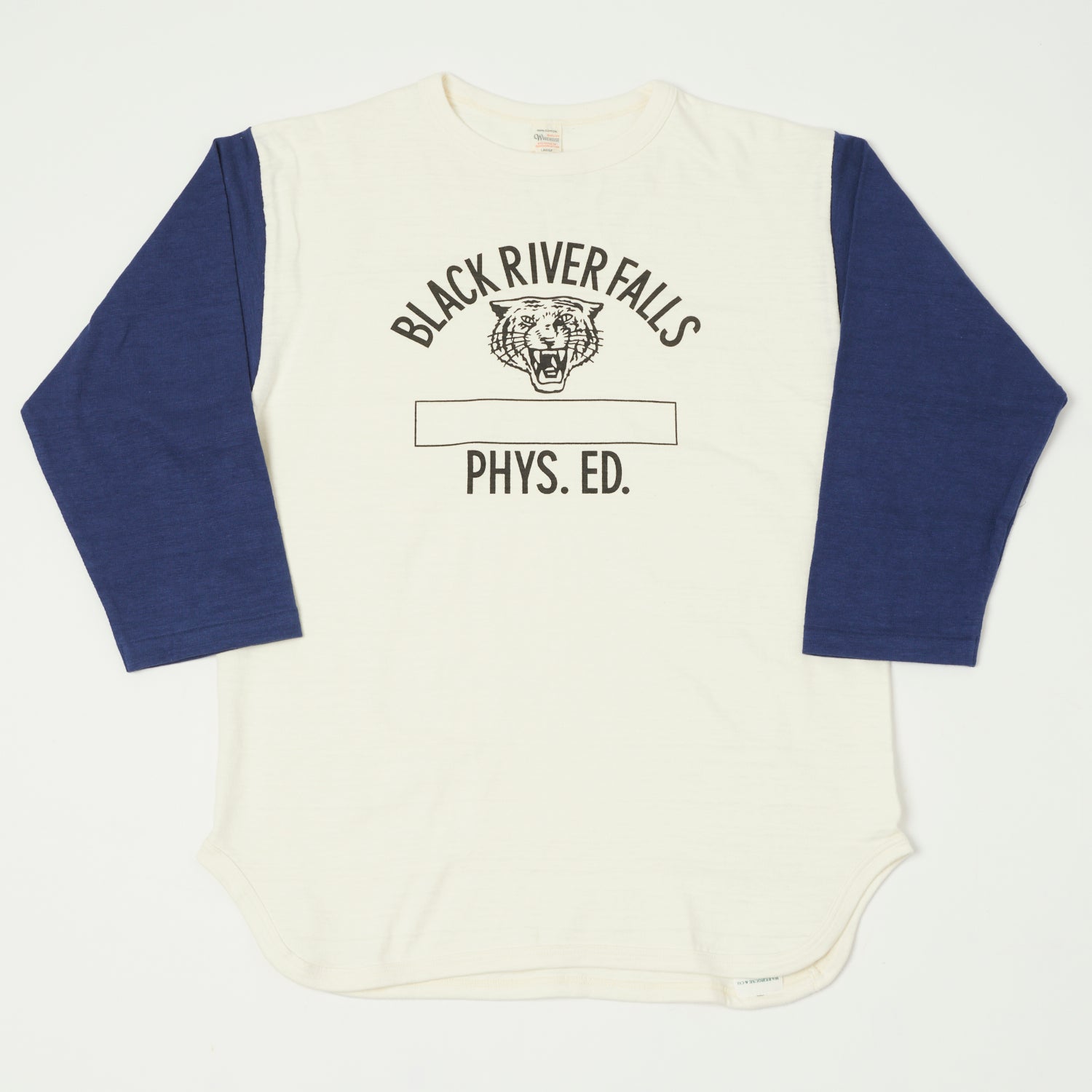 Warehouse & Co 'Black River Tigers' 4800 Baseball T-Shirt - Cream/Navy