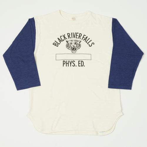 Warehouse & Co 'Black River Tigers' 4800 Baseball T-Shirt - Cream/Navy