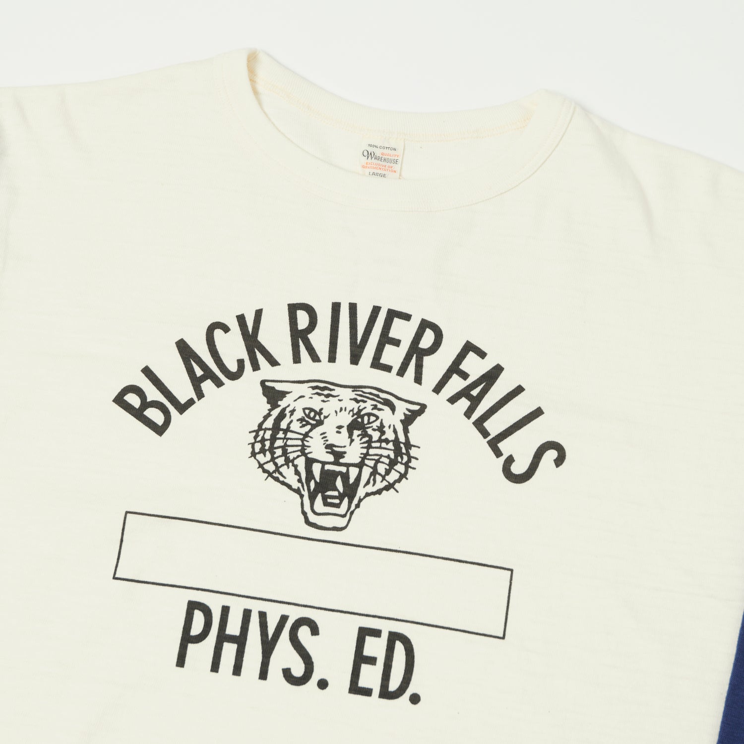 Warehouse & Co 'Black River Tigers' 4800 Baseball T-Shirt - Cream/Navy