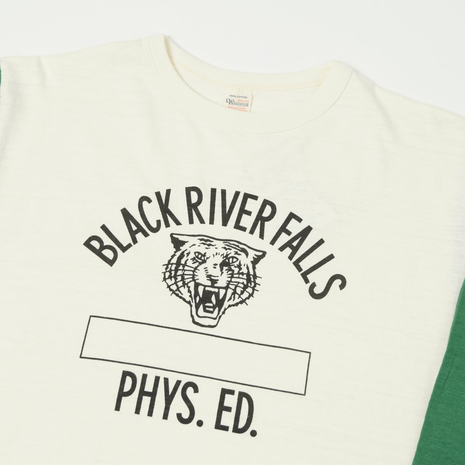 Warehouse & Co 'Black River Tigers' 4800 Baseball T-Shirt - Cream/Green