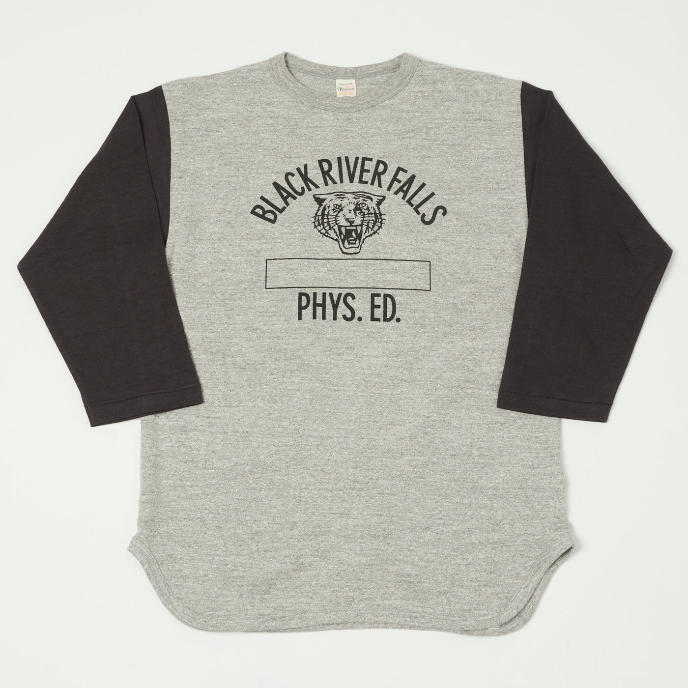 Warehouse & Co 'Black River Tigers' 4800 Baseball T-Shirt - Heather Grey/Sumikuro