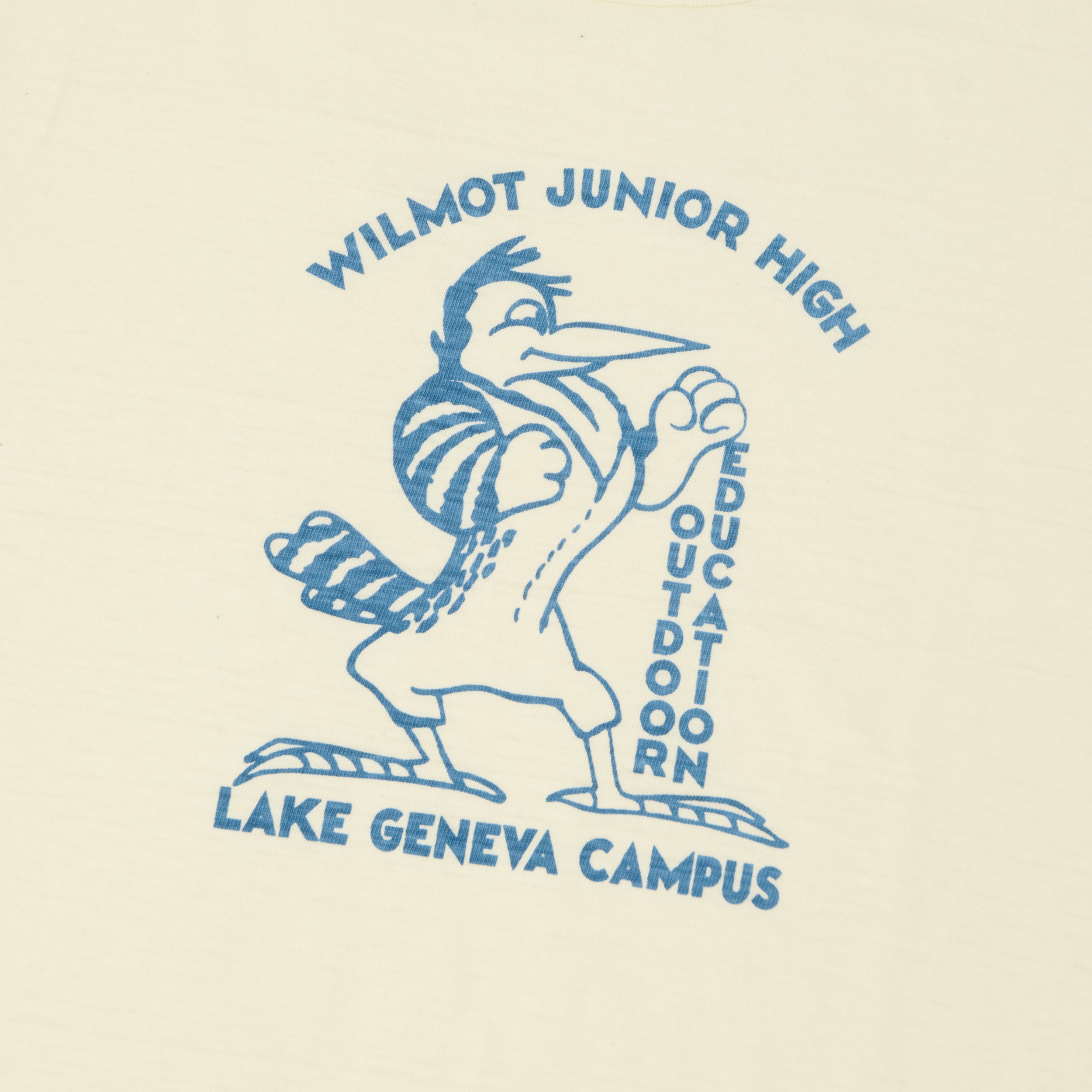 Warehouse & Co 4800 'Wilmot Junior High' Baseball T-Shirt - Cream/Navy