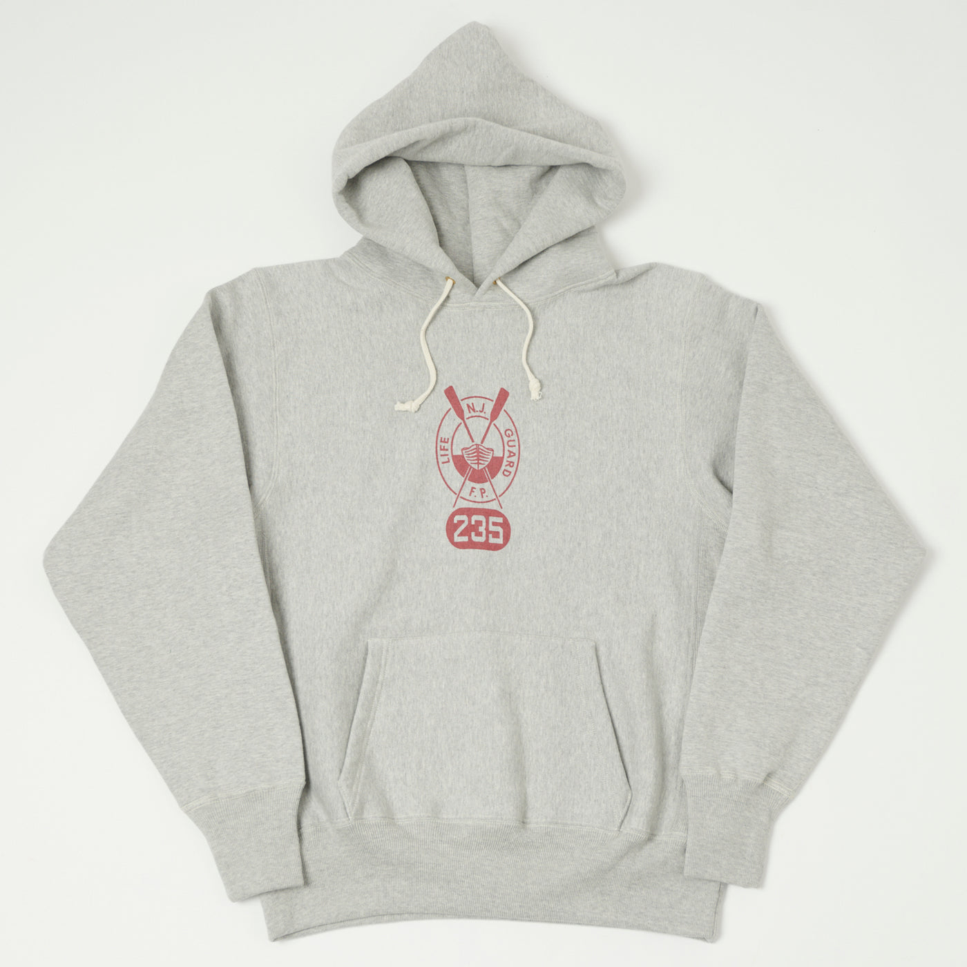 Warehouse & Co 484 'Lifeguard' Reverse Weave Hooded Sweatshirt - Heather Grey